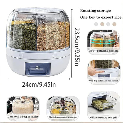 360° Rotating 6-Grid Grain Dispenser